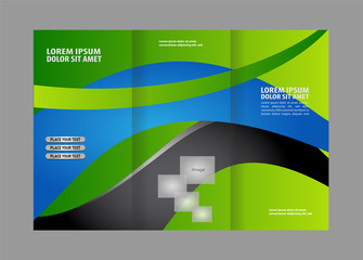 Vector empty tri-fold brochure print template design, trifold bright booklet or flyer
