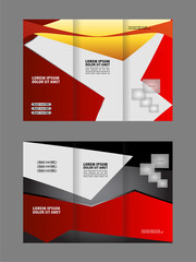 Template design trifold brochure with polygons. Editable and light vector with places for photos. Proportionally A4

