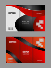 Vector empty tri-fold brochure print template design, trifold bright violet booklet or flyer
