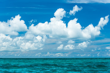 Tropical turquoise water and blue sky