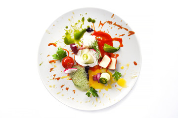Molecular cuisine vegetable salad