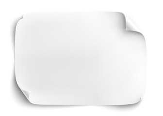 Blank sheet of paper isolated on white background.