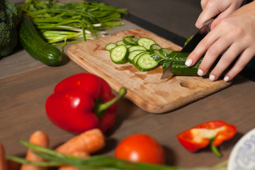 At the table is tasty cucumber