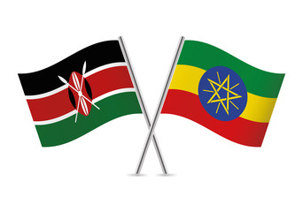 Kenyan and Ethiopian flags. Vector illustration.