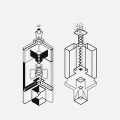 Fototapeta premium Isometric abstract geometry design elements
