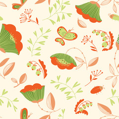 summer decorative seamless background with flowers