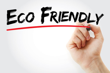 Hand writing Eco Friendly with marker, concept background
