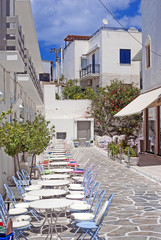 Traditional greek alley on Naxos island, Greece - 115301548