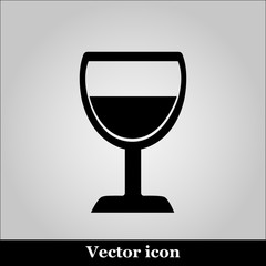 Vector illustration of wine glass icon on grey background