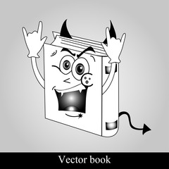 Funny book on grey background, vector illustration