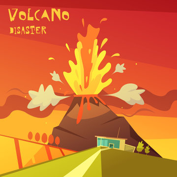 Volcano Disaster Illustration