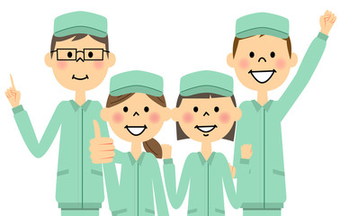 作業服　職場の仲間