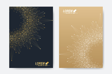 Modern vector template for brochure, Leaflet, flyer, cover, magazine or annual report. A4. Business, science, medicine and technology design book layout. Abstract presentation with golden mandala