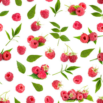 Seamless pattern background with fresh raspberry