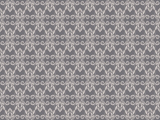 Vector Vintage Damask Pattern ornament Royal style. Ornate floral acanthus pattern for fabric, textile, design, wedding invitation, cards, wallpaper. Gray color