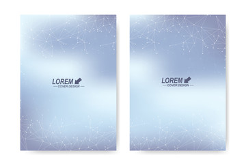 Modern vector template for brochure, Leaflet, flyer, cover, magazine or annual report. Business, science, medicine and technology design book layout. Abstract presentation of molecule structure.