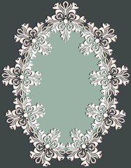 Vintage Abstract geometric floral classic frame ornamented. Vector background for cards, web, photo, decor, wall, wallpapers, tile, mosaic. white color