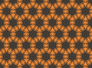 Vintage Abstract geometric floral classic pattern ornament. Vector background for cards, web, fabric, textures, wallpapers, tile, mosaic. Orange color