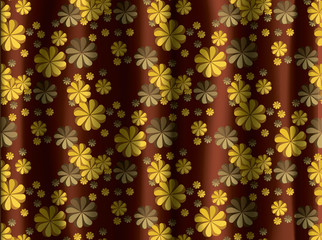 Golden floral ornaments on upholstery. Vector