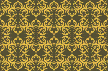 Vintage Abstract geometric floral classic pattern ornament. Vector background for cards, web, fabric, textures, wallpapers, tile, mosaic. Yellow color