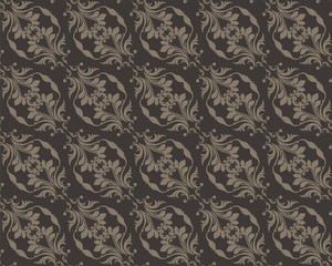 Vintage Abstract geometric floral classic pattern ornament. Vector background for cards, web, fabric, textures, wallpapers, tile, mosaic. Gray color