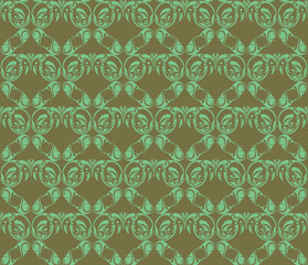 Vintage Abstract geometric floral classic pattern ornament. Vector background for cards, web, fabric, textures, wallpapers, tile, mosaic. green color