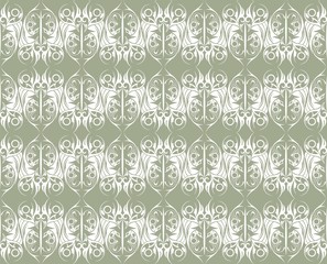 Vintage Abstract geometric floral classic pattern ornament. Vector background for cards, web, fabric, textures, wallpapers, tile, mosaic. green color