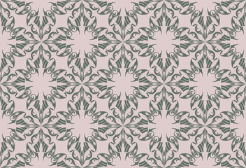 Vintage Abstract geometric floral classic pattern ornament. Vector background for cards, web, fabric, textures, wallpapers, tile, mosaic. rose quartz and gray color