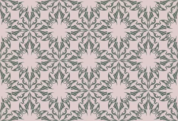 Schilderijen op glas Vintage Abstract geometric floral classic pattern ornament. Vector background for cards, web, fabric, textures, wallpapers, tile, mosaic. rose quartz and gray color © castecodesign