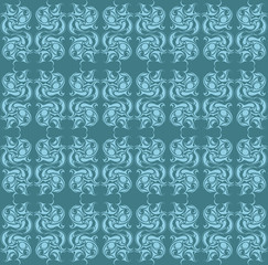 Vintage Abstract geometric floral classic pattern ornament. Vector background for cards, web, fabric, textures, wallpapers, tile, mosaic. blue color
