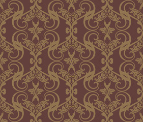 Vintage Damask floral classic pattern ornament. Vector background for cards, web, fabric, textures, wallpapers, tile, mosaic. Red color