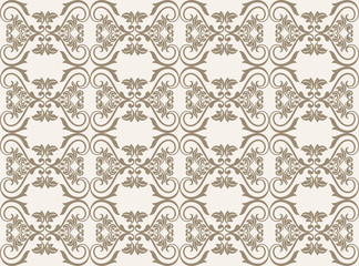 Vintage Damask floral classic pattern ornament. Vector background for cards, web, fabric, textures, wallpapers, tile, mosaic. Taupe color