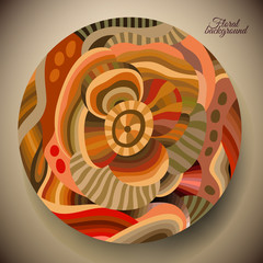 abstract flower with a round label