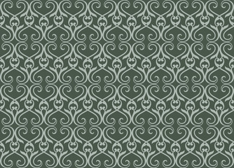 Vector East Style pattern ornament background. Element for design, wallpaper, pattern fills, web, background, surface, textures, wallpapers, classic fabric. Green color