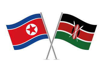 North Korean and Kenyan flags. Vector illustration.