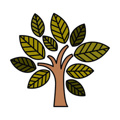 tree branch with leaves isolated icon design
