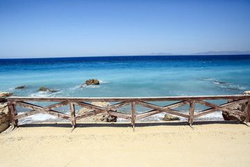Sea coast with the beach at the island Rhodes, Greece 