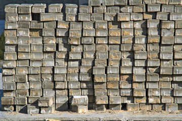 Grey paving tiles composed of a hill in the open air (background, texture)