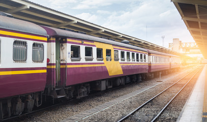 Fototapeta na wymiar Thai train in station background