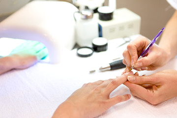 Details of hands during a manicure in  high definition