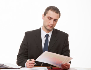 Businessman comparing documents