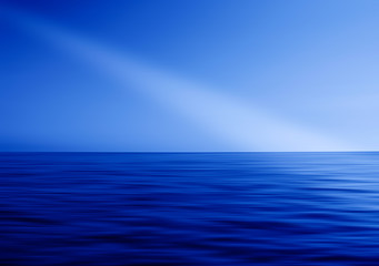Fototapeta na wymiar Blue Ocean horizon ray of light abstraction