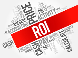 ROI - Return on investment word cloud collage, business concept background