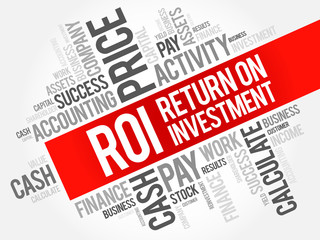 ROI - Return on investment word cloud collage, business concept background