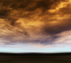 Square orange vivid radiation cloudscape storm motion abstractio