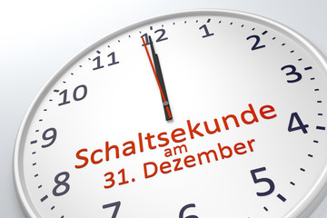 a clock showing leap second at december 31 in german language