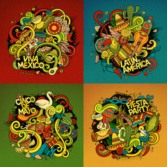 Latin America vector hand drawn Doodle illustration