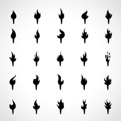 Torch Icons Set - Isolated On Gray Background - Vector Illustration, Graphic Design. For Web, Website, Print Materials