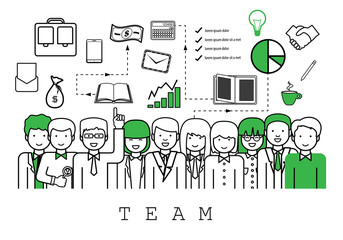 Business People Team-On White Background-Vector Illustration, Graphic Design.Business Concept For Web,Websites,Magazine Page,Print Materials