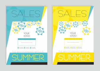 Summer discounts on branded products. This is an illustration of vector template for summer deals on different products.